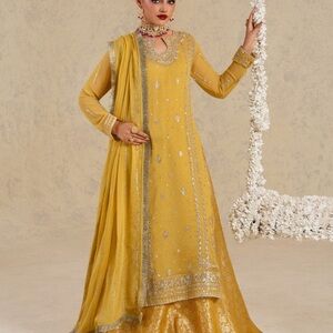 Elegant Yellow Embroidered Dress